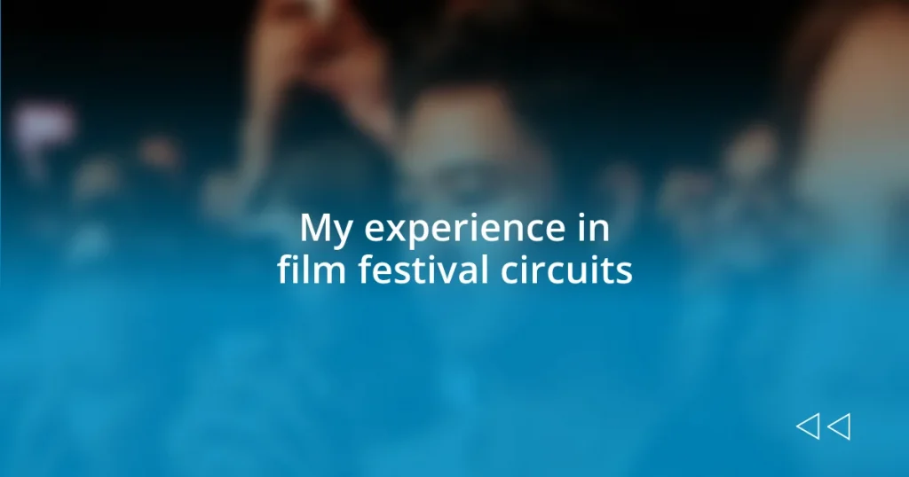 My experience in film festival circuits